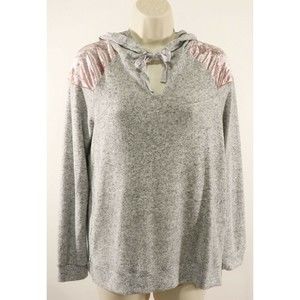 Hippie Rose Womens Super Soft Hoodie L Large Pullover Gray Pink Heather L/S EUC